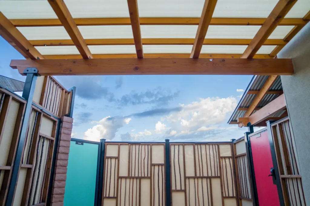 puffy clouds at blackstone hotsprings private mineral baths