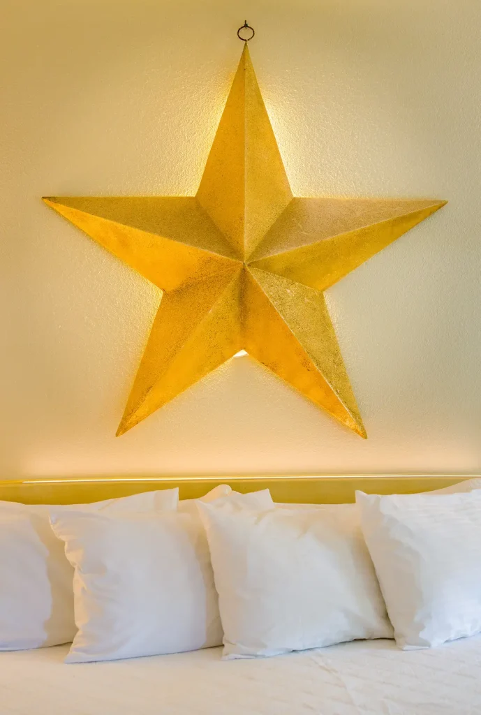 star over the bed in the wonder woman room at blackstone hotsprings