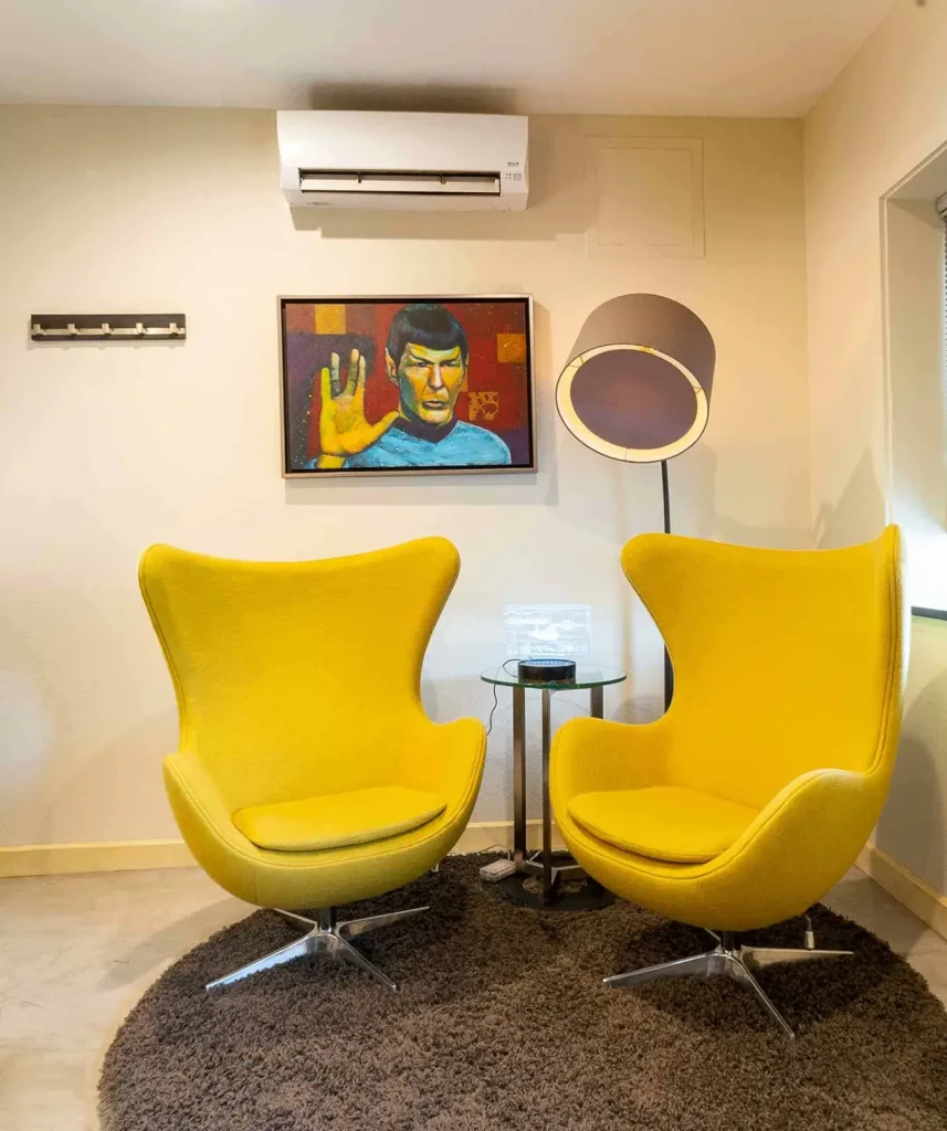 star trek seating area with original spock painting at blackstone hotsprings